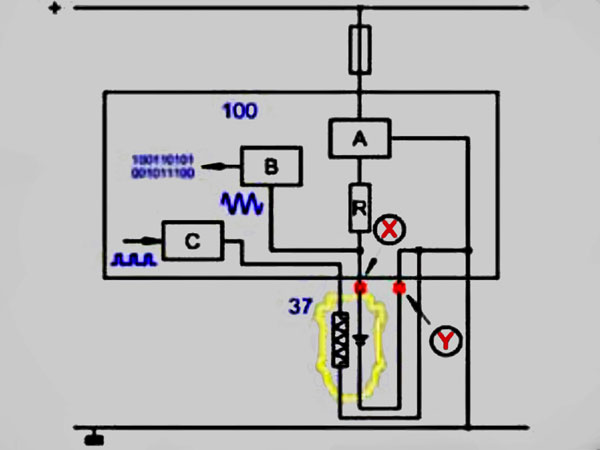 Упрощенная электрическая схема системы измерения кислорода титановым датчиком