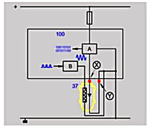 Упрощенная электрическая схема системы измерения кислорода циркониевым датчиком
